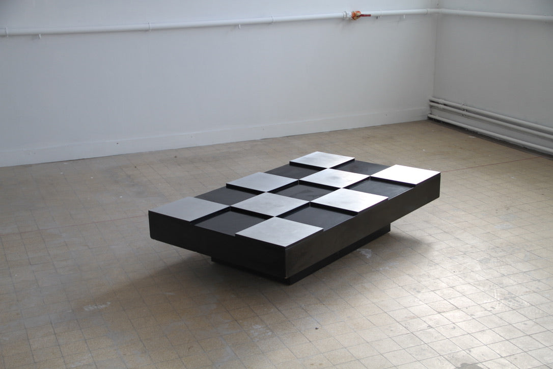 Table basse "Damier" attribuée à Willy RIZZO 1970