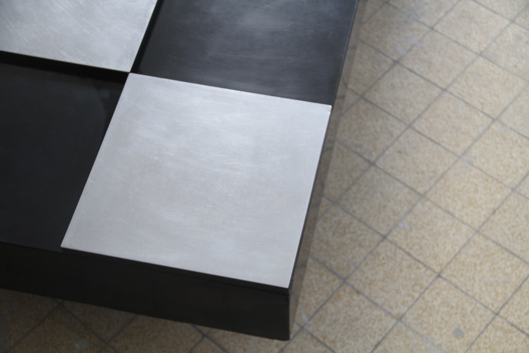 Table basse "Damier" attribuée à Willy RIZZO 1970