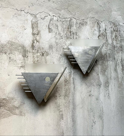 Paire d'appliques modernistes métal verre